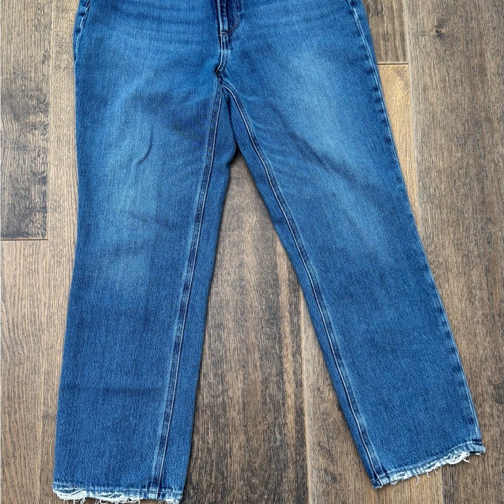PAIGE Blue Ankle Jeans with Frayed Hem